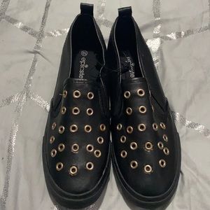 Black and Gold Sneakers